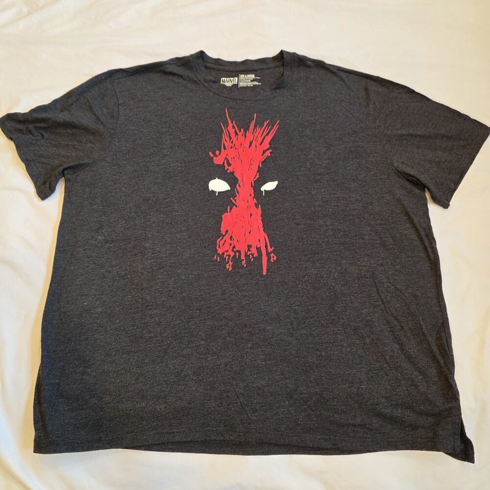 Marvel Deadpool Red Splatter Men 2XL Heather Gray Graphic Print T-Shirt